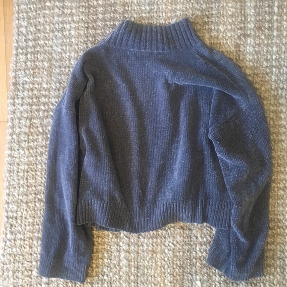 Dark Grey Turtle Neck Cropped Sweater - Picture 2 of 7